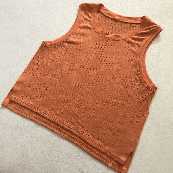 Lululemon Women Dot Camo Golden Apricot Orange Train to Be Tank Cropped Top 4 - Picture 3 of 9